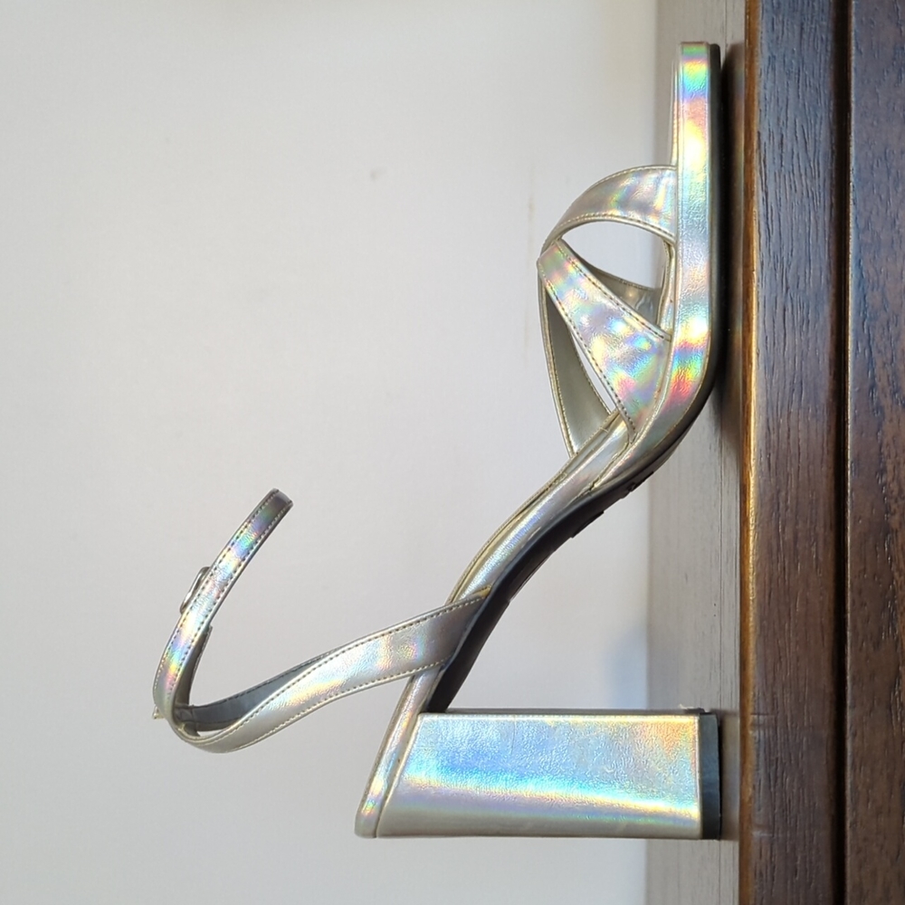 Fioni strappy disco sandals, chunky 4-inch heels